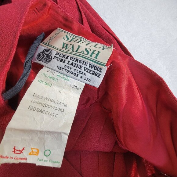 Shelly Walsh Vintage Red Wool Pleated Maxi Skirt Size 4 with Side Button Detail - Picture 3 of 9